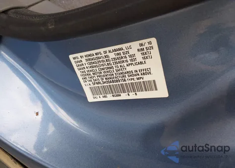 2010 Honda Odyssey Lx z USA, uszkodzony, nr VIN 5FNRL3H20AB089156